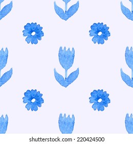 Beautiful Old Fashioned Hand Drawn Watercolor Floral Seamless Pattern