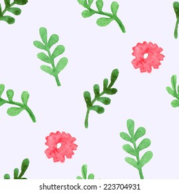 Beautiful Old Fashioned Hand Drawn Watercolor Floral Seamless Pattern