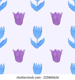 Beautiful Old Fashioned Hand Drawn Watercolor Floral Seamless Pattern