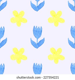 Beautiful Old Fashioned Hand Drawn Watercolor Floral Seamless Pattern