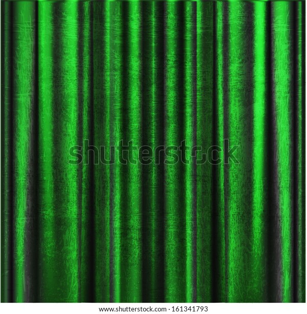 Beautiful Old Green Curtain Pleats Drapes Stock Vector Royalty
