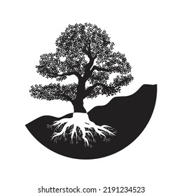 bello árbol antiguo, arte vectorial