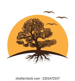 Beautiful Old Tree Vector Artwork Stock Vector (Royalty Free ...