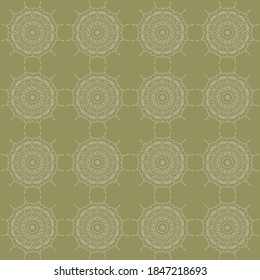 Beautiful olive green mandala pattern. Seamless design for textile, wrapping paper, print, wallpaper Vector illustration EPS 8.