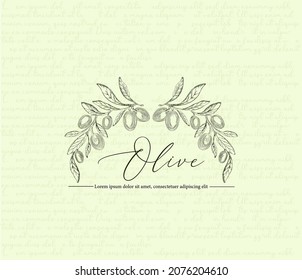 Beautiful olive tree branches. Editable template