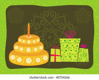 bello fondo olivegreen con tarta y regalo