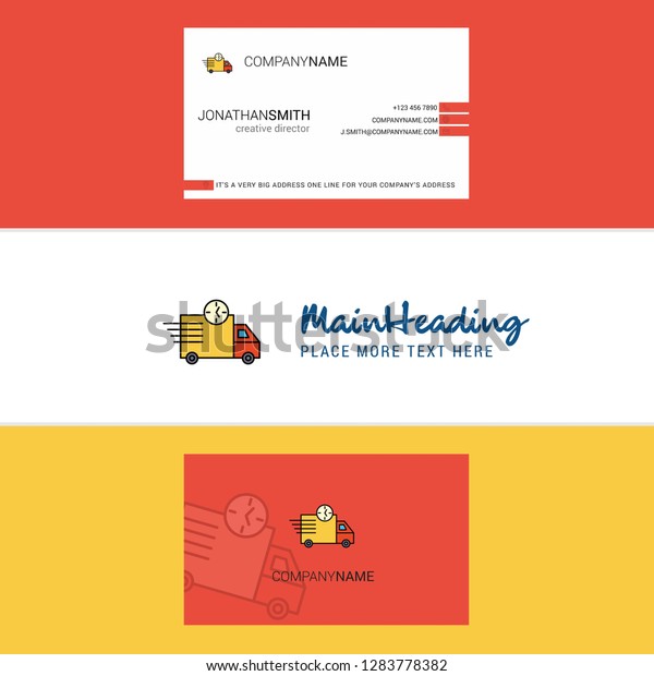Beautiful On time delivery Logo and business card.\
vertical Design\
Vector
