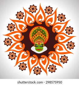 Beautiful Onam Festival floral designs with kathakali character face