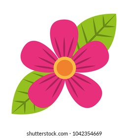 beautiful one flower on leaves decoration vector illustration