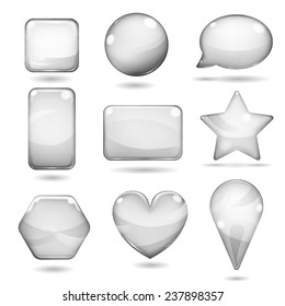 Beautiful opaque gray shapes made of glass with glares and shadows