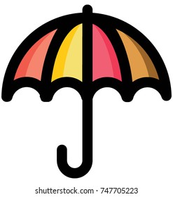 
Beautiful open parasol in flat design vector icon sunshade icon
