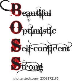 Beautiful Optimistic Confident Strong (Editable) - Vector Illustration