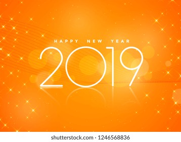 beautiful orange 2019 happy new year background