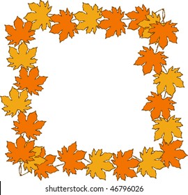 beautiful orange autumn leafs frame