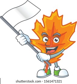Beautiful orange autumn leaves with character bring flag