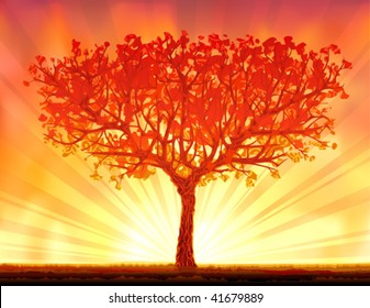 Beautiful orange autumn sunset tree (.JPG version id 44520364, other landscapes are in my gallery)