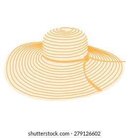 Beautiful, orange beach hat. Summer sun hat vector isolated. Floppy hat