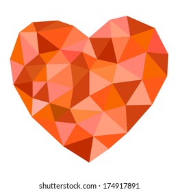 Beautiful orange edge heart shape,on white background vector illustration