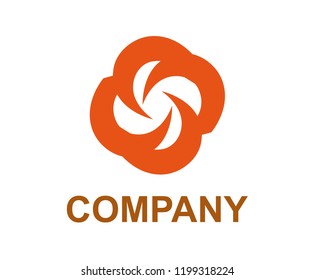 beautiful orange flower grass four leave logo design idea concept illustration for health spa natural organic corporate