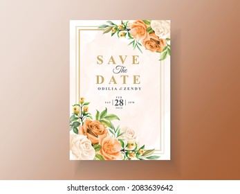 Hermosa tarjeta de invitación a la boda con flores de naranja