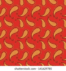 beautiful orange paisley seamless background