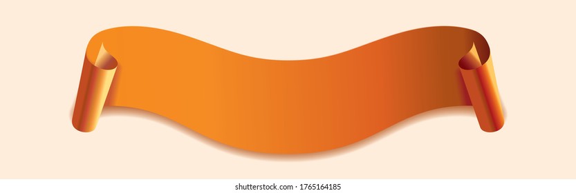 Beautiful orange ribbon, banner for any of your design project, text.