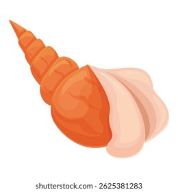 Beautiful orange seashell with pink inside lying on white background