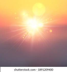 Beautiful orange sunset or sunrise abstract background. Vector illustration.