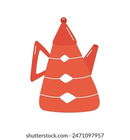 Beautiful orange teapot on white background.