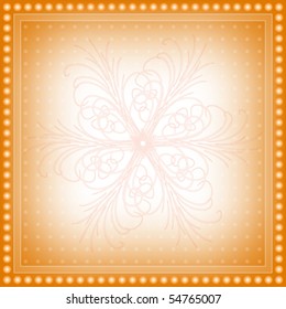 Beautiful orange vector background with ornament and dot border