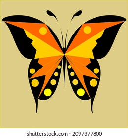 beautiful orange vector butterfly spreading its wings
