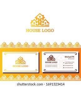 Beautiful orange vintage house logo