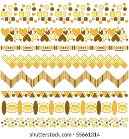 Beautiful orange, yellow and brown trim collection over white background