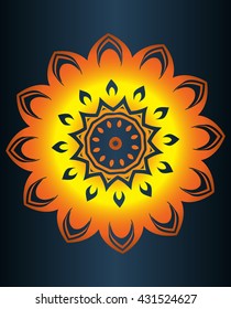 beautiful orange-yellow flower with patterns vector simple patterned