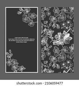 Beautiful orchid flower seamless pattern card set