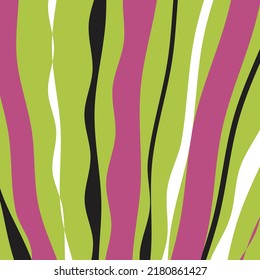 A beautiful organic multiple line waves  vector illustration background design with colors of pink, black, white and green