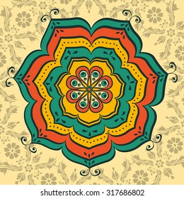 Beautiful oriental mandala. Illustration in vector format