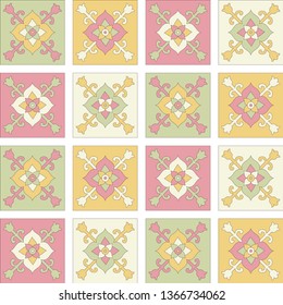 Beautiful Oriental ornament of abstract patterns in the form of tiles