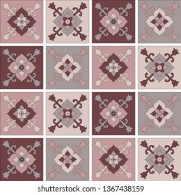 Beautiful Oriental ornament of abstract patterns in the form of tiles