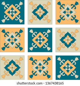 Beautiful Oriental ornament of abstract patterns in the form of tiles