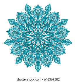 Beautiful oriental round ornament. Oriental pattern with arabesques and floral elements