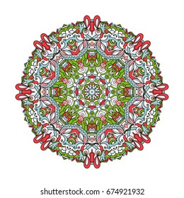 Beautiful oriental style mandala. Round lace ornament for design. Esoteric symbol sacred to the detailed ornamentation. Vector Mandala Template. Anti-stress relaxation adult coloring page