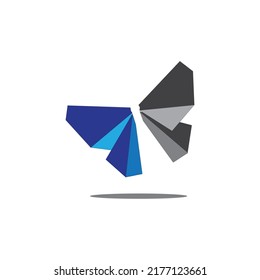 beautiful origami butterfly, vector logo icon