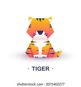 Beautiful origami tiger orange gradient color. Vector illustration. EPS 10