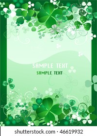beautiful original design with a stylized green clover leaves with drops of paint on a green background.