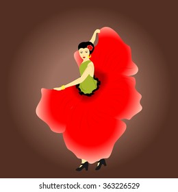 the beautiful and original illustration of a dancing girl with a flower.