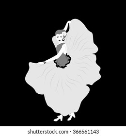 the beautiful and original illustration of a dancing girl with a flower.