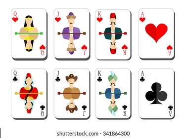 beautiful and original set of designer playing cards in the style of flat design.