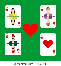 beautiful and original set of designer playing cards in the style of flat design.