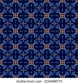 Beautiful ornament ethnic bulgarian embroidery seamless pattern. Decorative vintage background print. Traditional folk wallpaper design. Vector ukrainian embroidery tissue motif. Tribal ornament.
